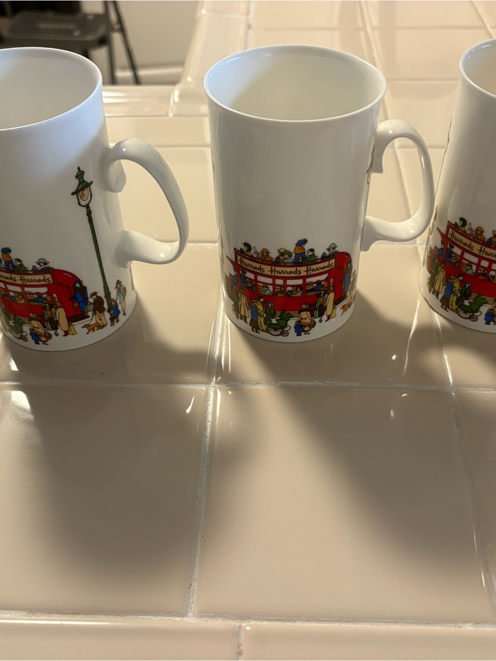 6 Harrods White Mug with Red London Bus Illustration